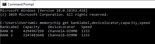 check ram size using WMIC