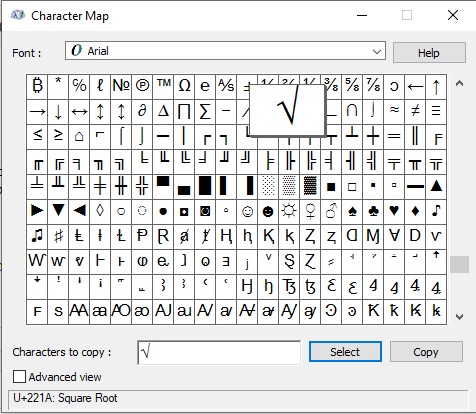 character map