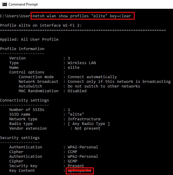 netsh wlan show profiles