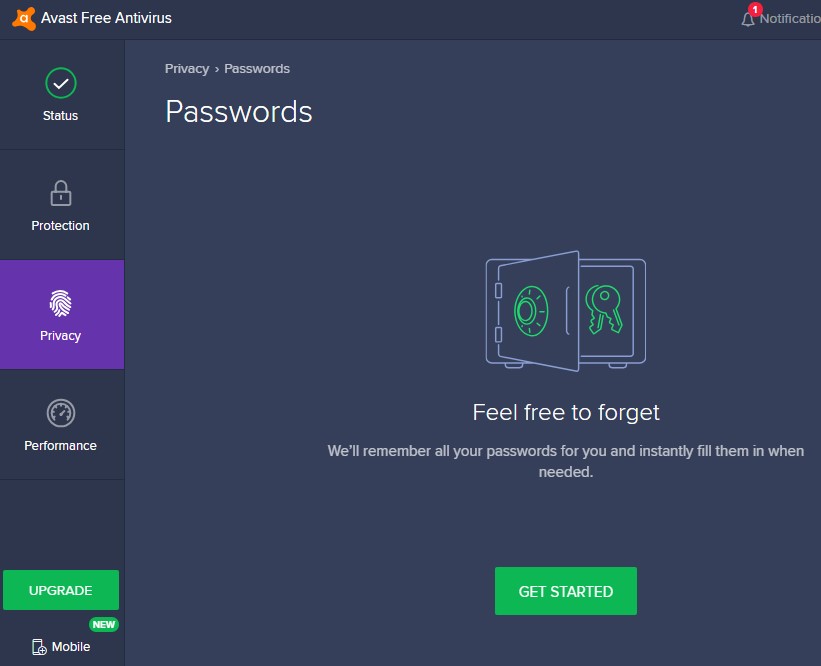 avast free antivirus review password privacy option