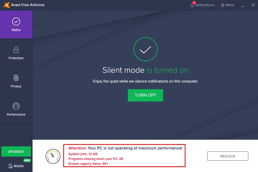 avast free antivirus review silent mode is turned on
