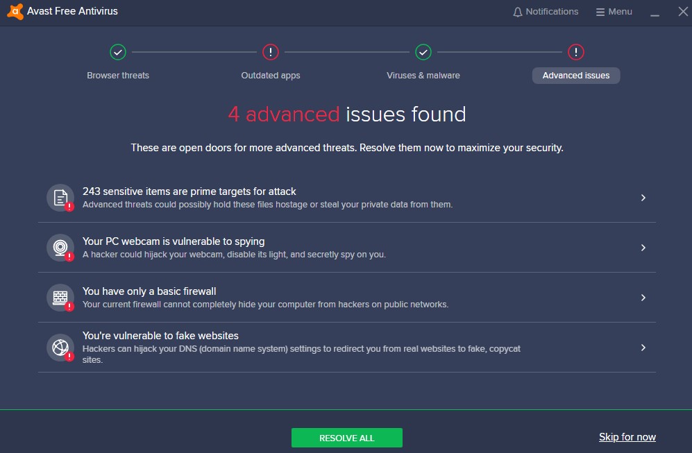 avast free antivirus review 4 advanced issues found