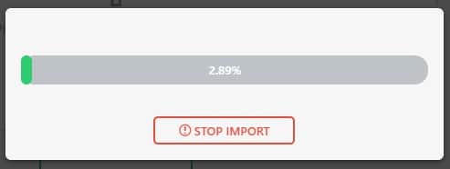 progress bar of import process