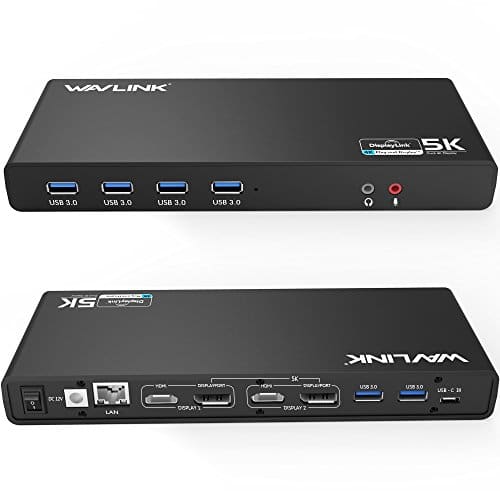 Wavlink USB 3.0 Universal Laptop Docking Station,USB C to 5K/ Dual 4K @60Hz Video Outputs Dual Monitor for Windows,(2 HDMI & 2 DP, Gigabit Ethernet, 6 USB 3.0,) DL6950-PD Function Not Supported