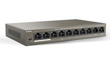 Tenda 10-Port 10/100 Mbps PoE Switch | 8 POE +2 Uplink Port | Unmanaged Ethernet Switch | QoS | One-Key VLAN | Plug and Play | Traffic Optimization | Metal | Fanless (TEF1110P-8-63W)