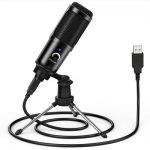 LEEHUR Professional Microphone Condenser Recording Voice Tabletop USB Wired Microphone with Stand for PC Computer Games YouTube