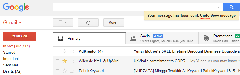 how do i recall a message in gmail that's already sent