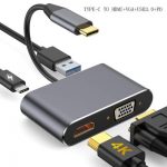 LEEHUR USB C HDMI VGA Adapter Type C to HDMI VGA USB3.1 to VGA Converter 4K for MacBook Huawei Samsung USB C HDMI