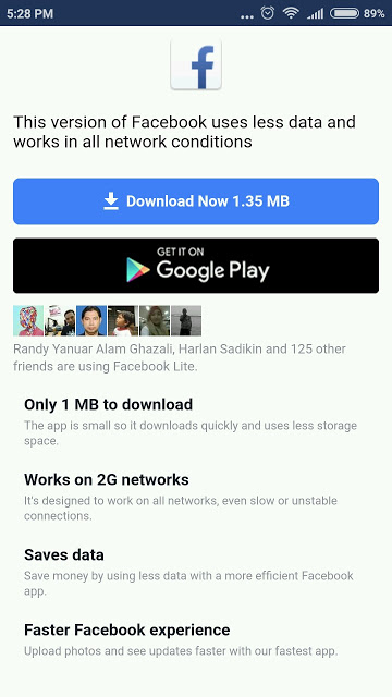 Download facebook lite APK on from mobile phone