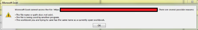 Microsoft Excel cannot access the file