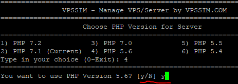 Change PHP version via VPSSIM 18