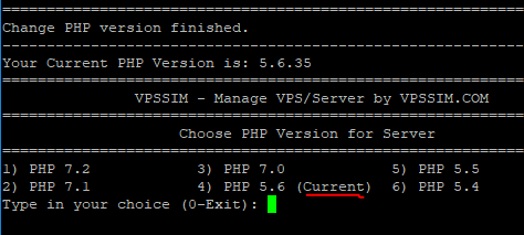 Change PHP version via VPSSIM 20