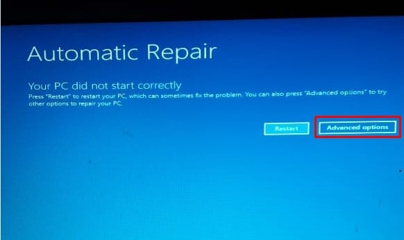 your pc ran into a problem and needs to restart loop automatic repair