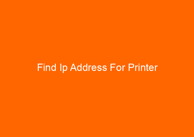 Find Ip Address For Printer