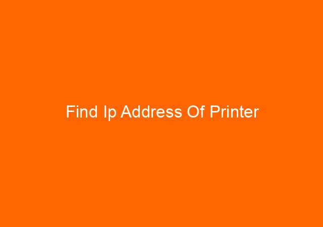 Find Ip Address Of Printer 1