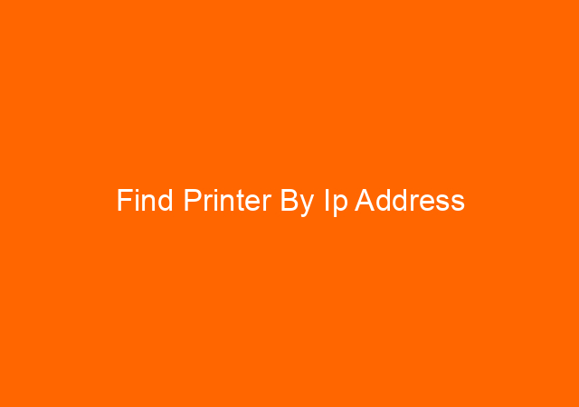 Find Printer By Ip Address