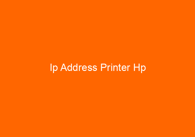 Ip Address Printer Hp