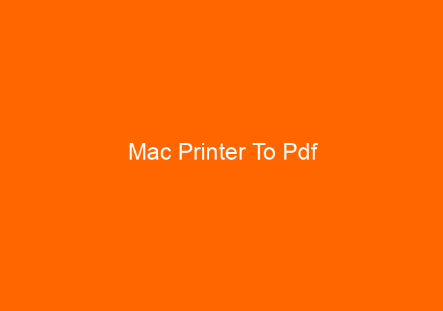 Mac Printer To Pdf