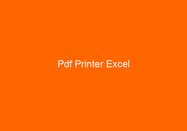 Pdf Printer Excel