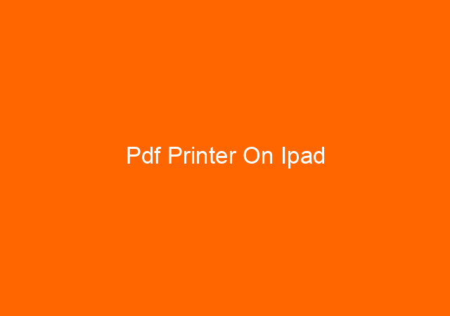 Pdf Printer On Ipad