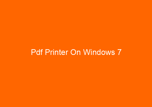 Pdf Printer On Windows 7