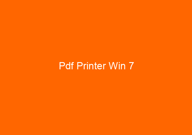 Pdf Printer Win 7