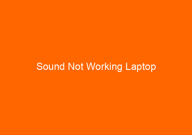 Sound Not Working Laptop