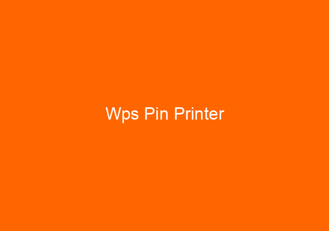 Wps Pin Printer
