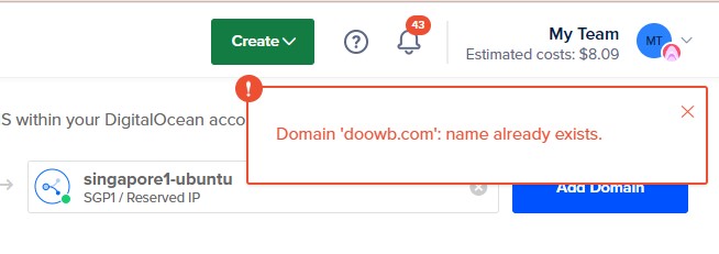 domain name already exist DO