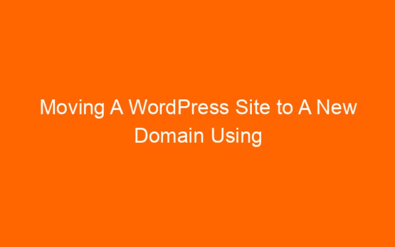 Moving A WordPress Site to A New Domain Using All-in-One WP Migration